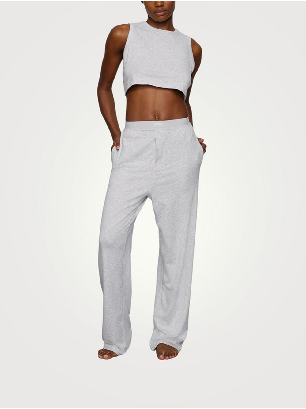 SKIMS Boyfriend Loose Pants Size XS Grey 
Straight Leg Lounge Wear Cozy